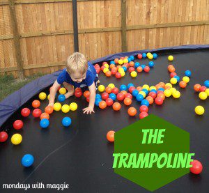 There's never a dull moment with bouncing plastic balls and a trampoline