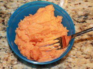 Final product of the homemade sweet potato baby food