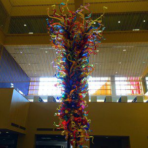 "Fiesta Tower" by Dale Chihuly in the Central Library - San Antonio Public Library
