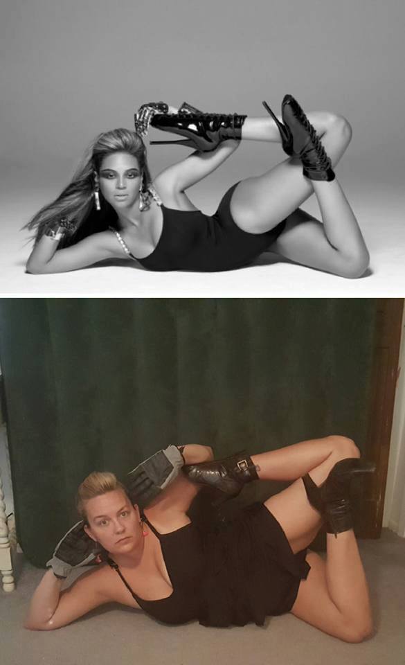 Bey boots Emo pose - homage to Celeste Barber