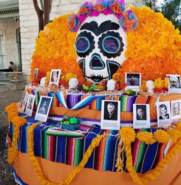 a colorful altar celebrating day of the dead