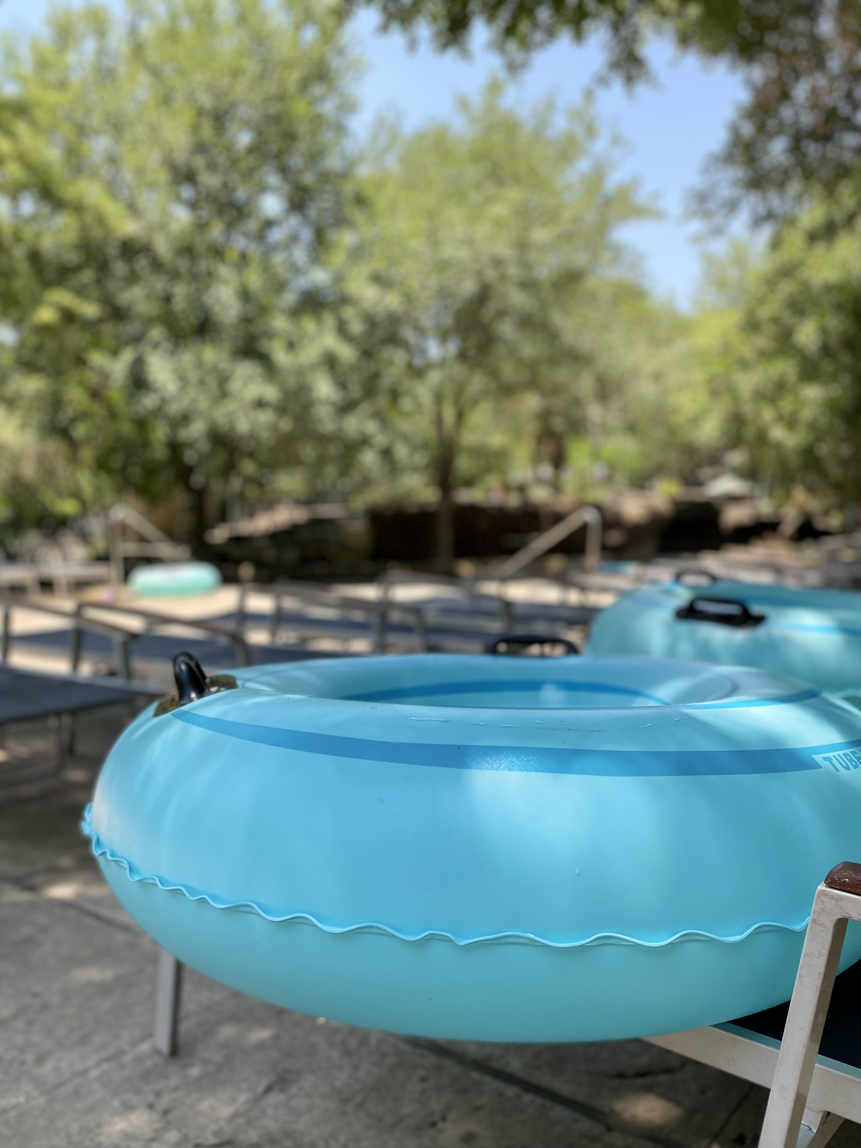 Hyatt Regency Hill Country Resort and Spa Water Inner Tubes on pool chairs