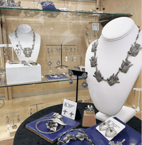 sterling silver jewelry on display