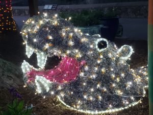 a rhino in christmas lights
