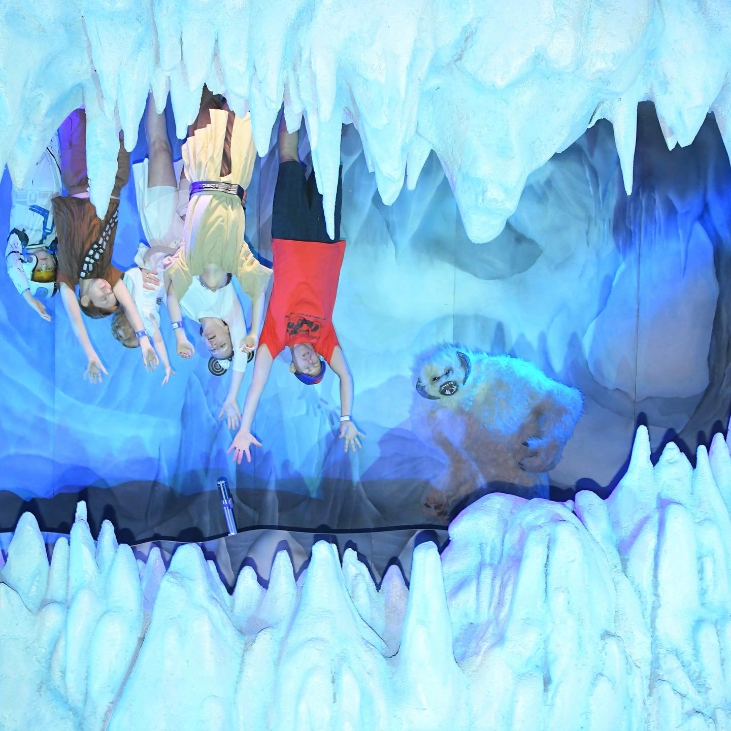 a family hanging in a Wampa Cave.